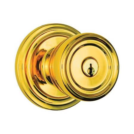 BRINKS COMMERCIAL Brinks Push Pull Rotate Barrett Polished Brass Entry Knob KW1 1.75 in. 23005-105